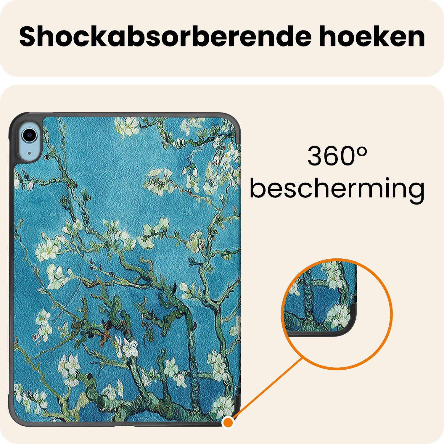 Nomfy Nomfy iPad 11 2025 Hoesje Met Screenprotector - Bloesem