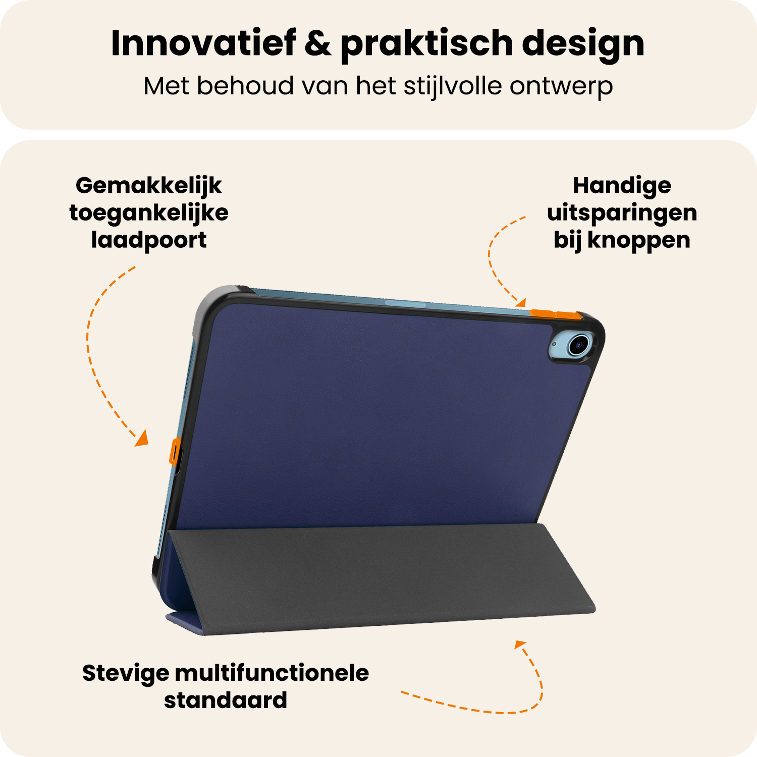 Nomfy Nomfy iPad 11 2025 Hoesje Met Screenprotector - Donkerblauw