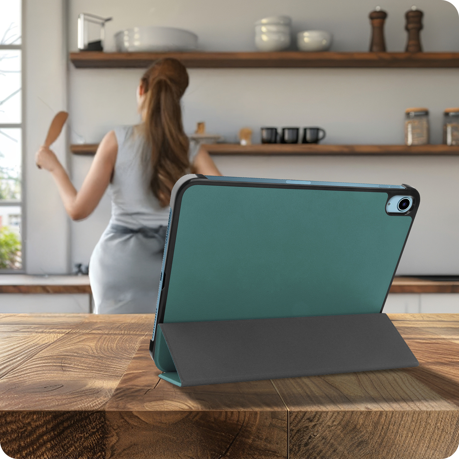 Nomfy Nomfy iPad 11 2025 Hoesje Met Screenprotector - Donkergroen