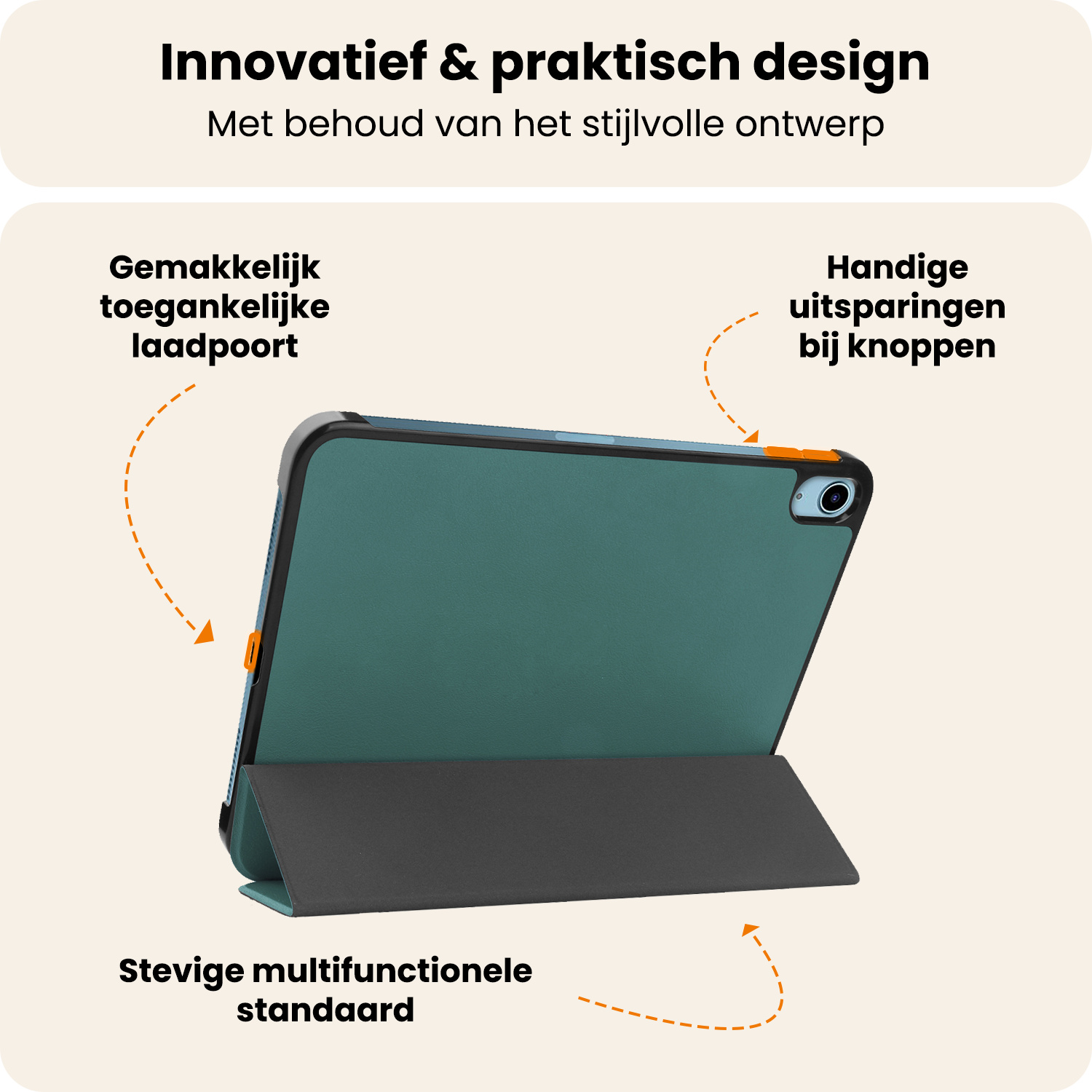 Nomfy Nomfy iPad 11 2025 Hoesje Met Screenprotector - Donkergroen