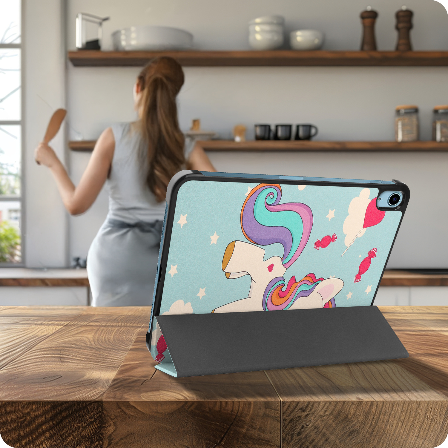 Nomfy Nomfy iPad 11 2025 Hoesje Met Screenprotector - Eenhoorn