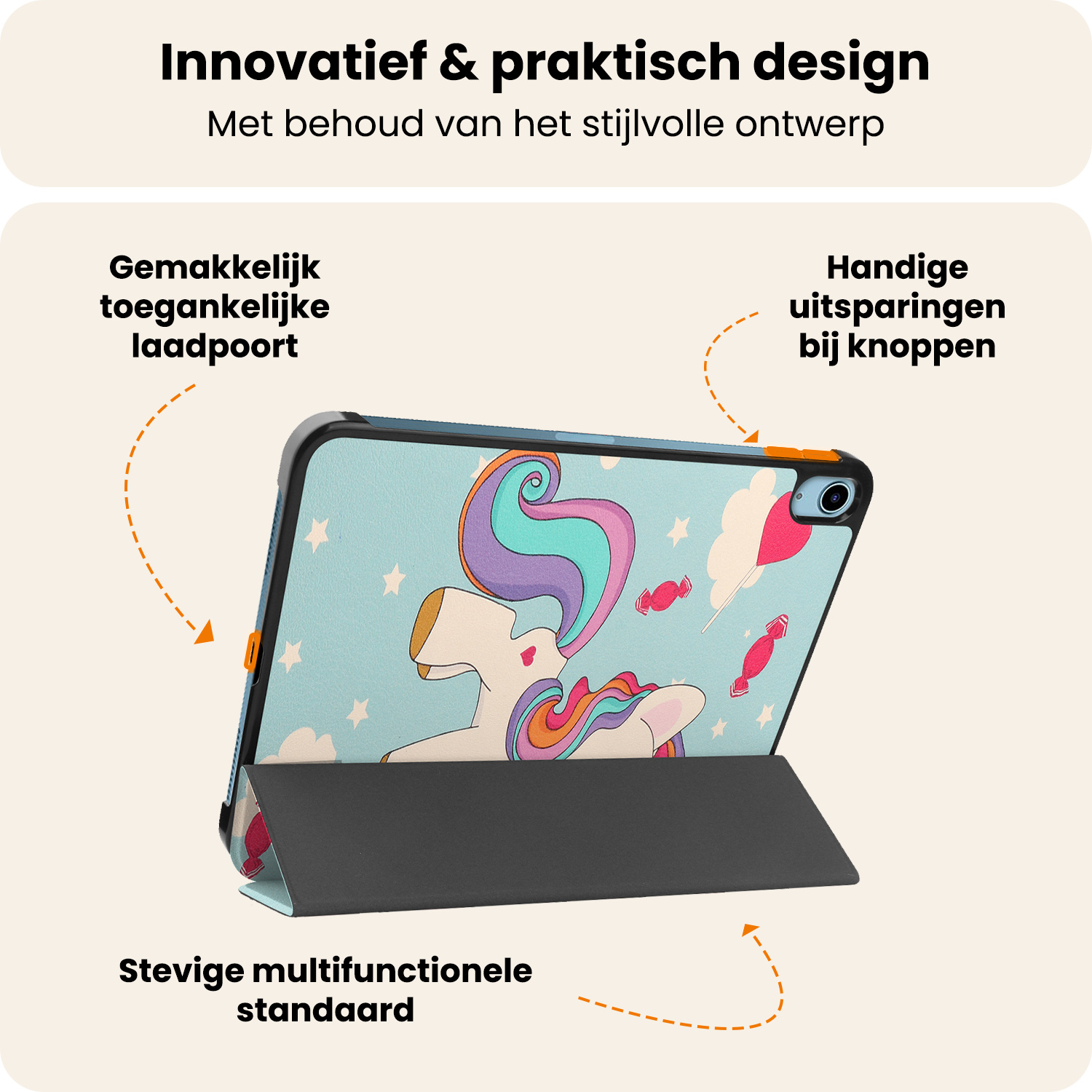 Nomfy Nomfy iPad 11 2025 Hoesje Met Screenprotector - Eenhoorn