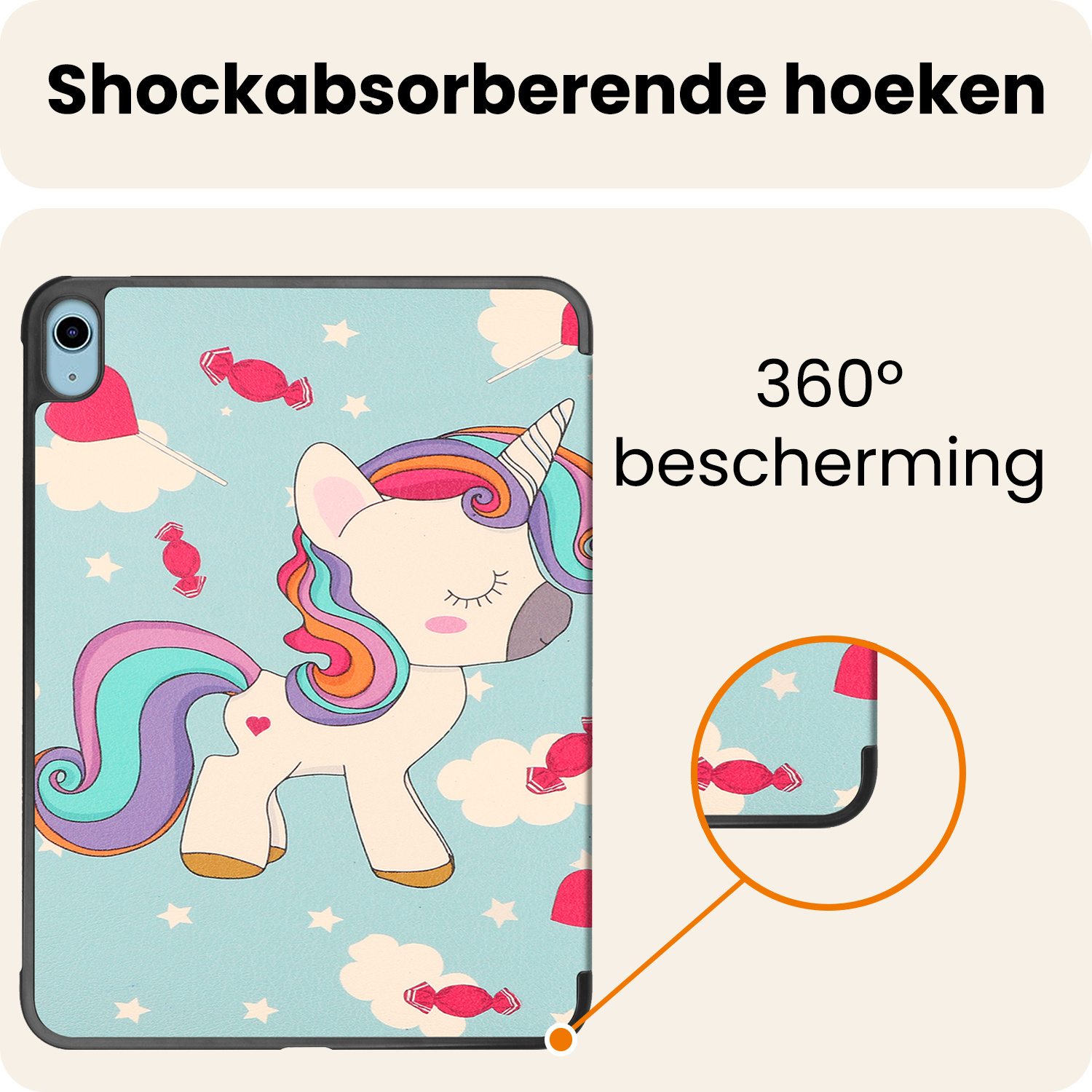 Nomfy Nomfy iPad 11 2025 Hoesje Met Screenprotector - Eenhoorn