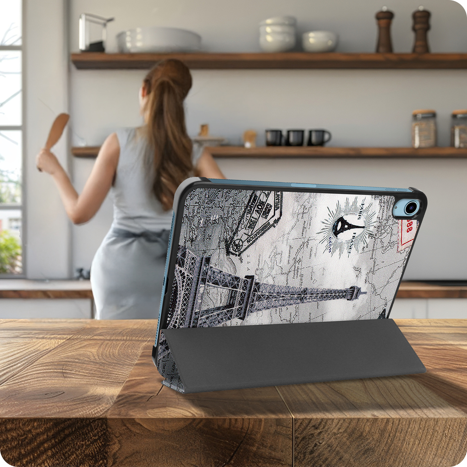 Nomfy Nomfy iPad 11 2025 Hoesje Met Screenprotector - Eiffeltoren