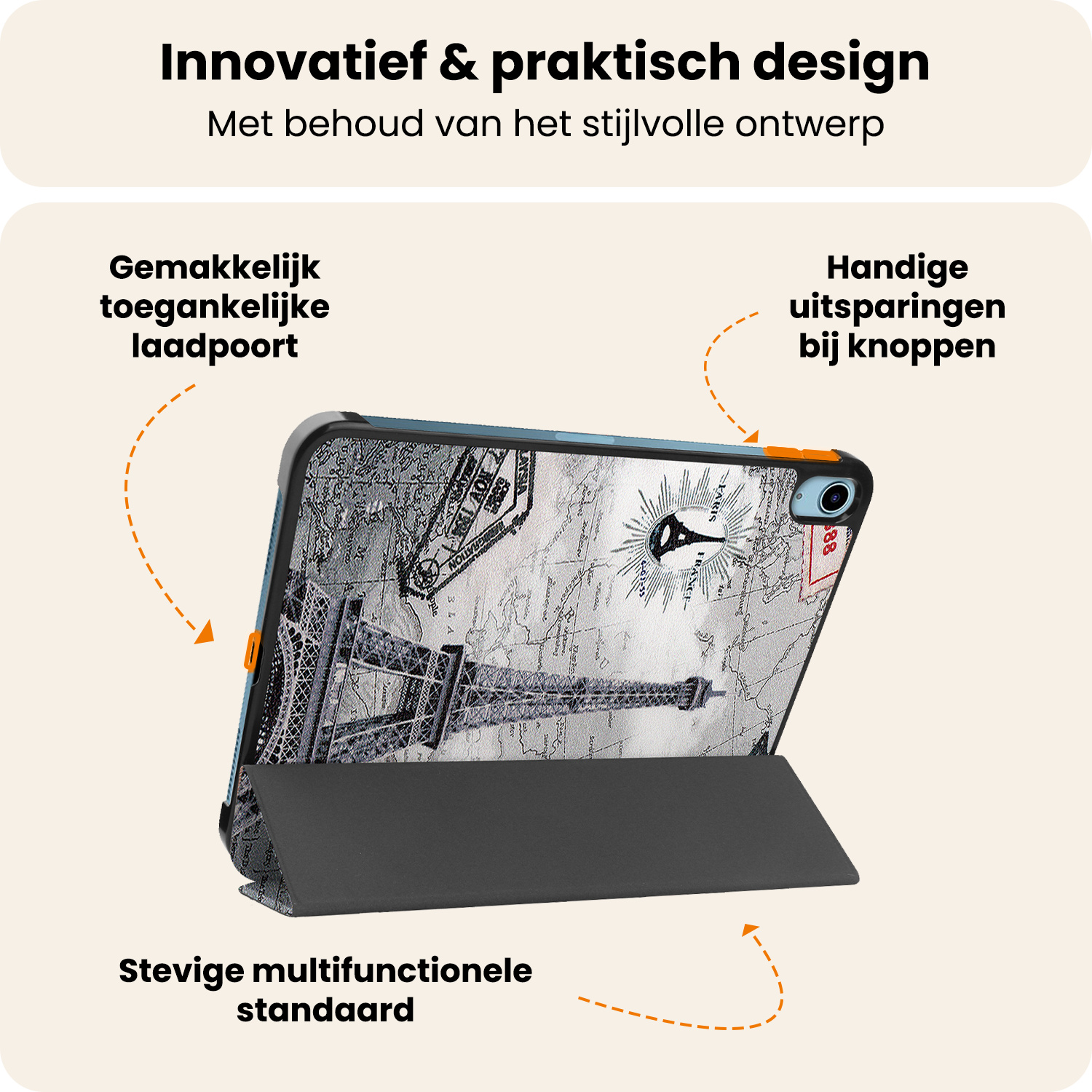 Nomfy Nomfy iPad 11 2025 Hoesje Met Screenprotector - Eiffeltoren