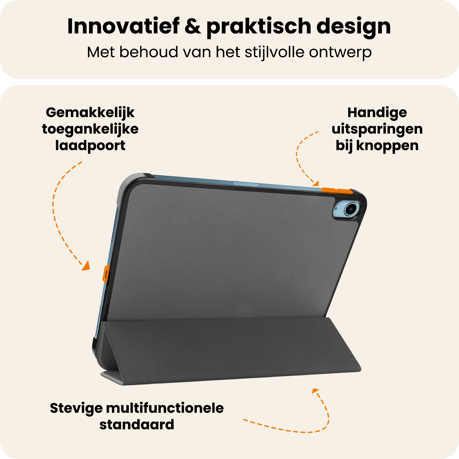 Nomfy Nomfy iPad 11 2025 Hoesje Met Screenprotector - Grijs