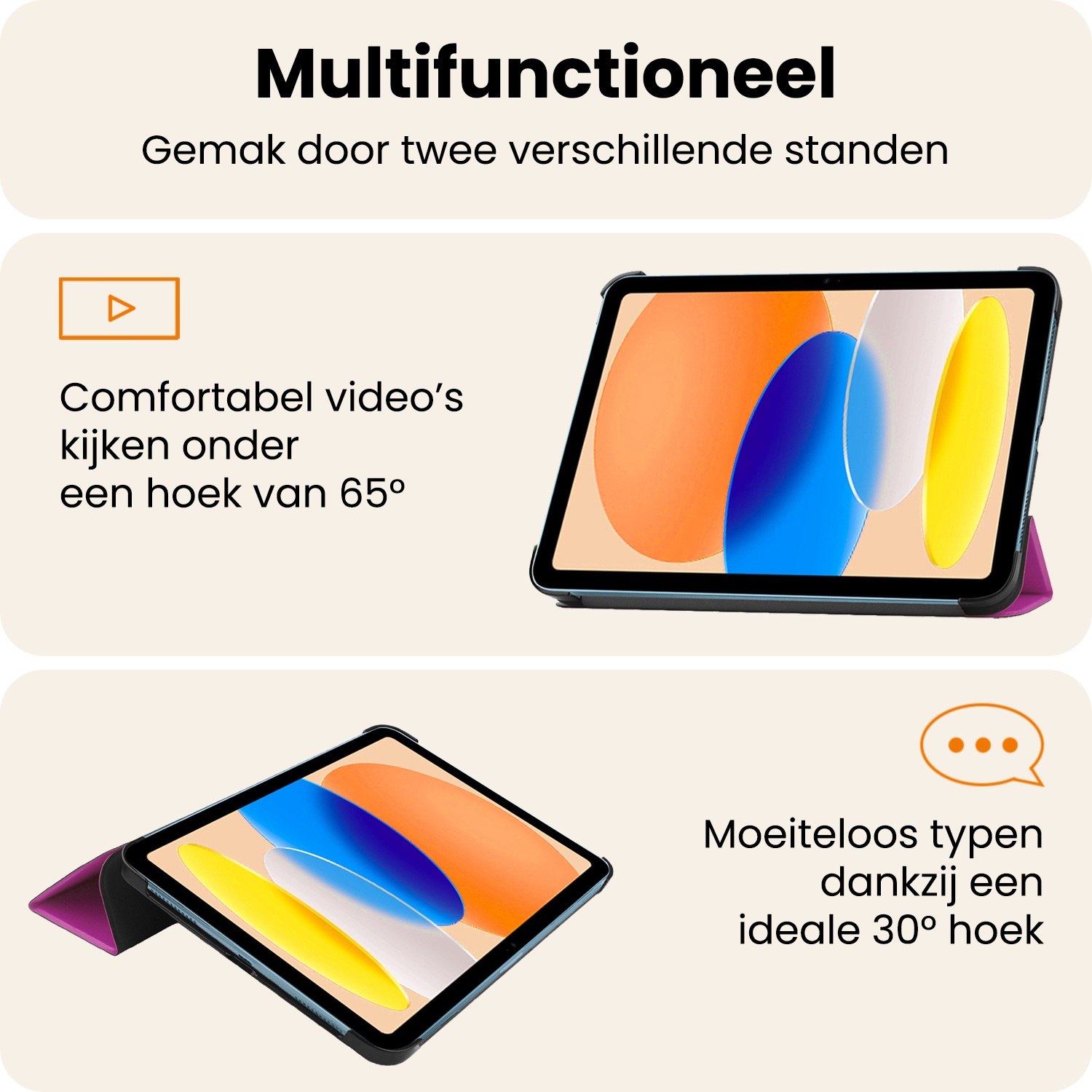 Nomfy Nomfy iPad 11 2025 Hoesje Met Screenprotector - Paars