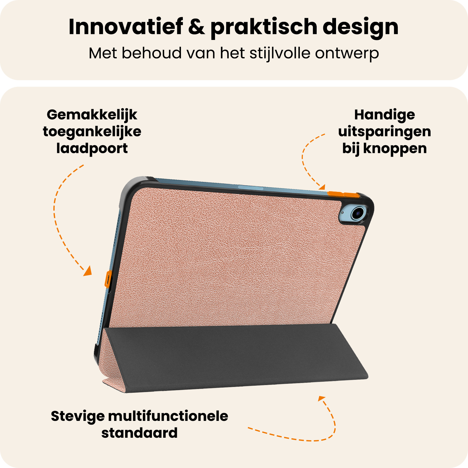 Nomfy Nomfy iPad 11 2025 Hoesje Met Screenprotector - Rose Goud