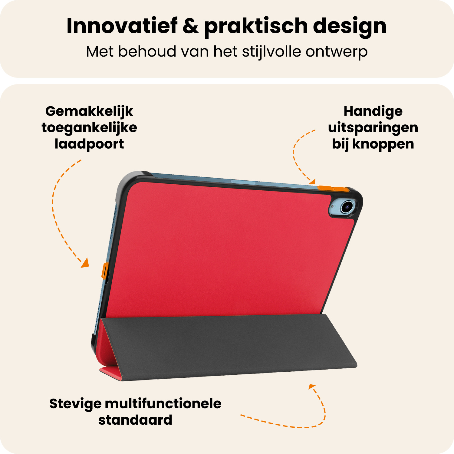 Nomfy Nomfy iPad 11 2025 Hoesje Met Screenprotector - Rood