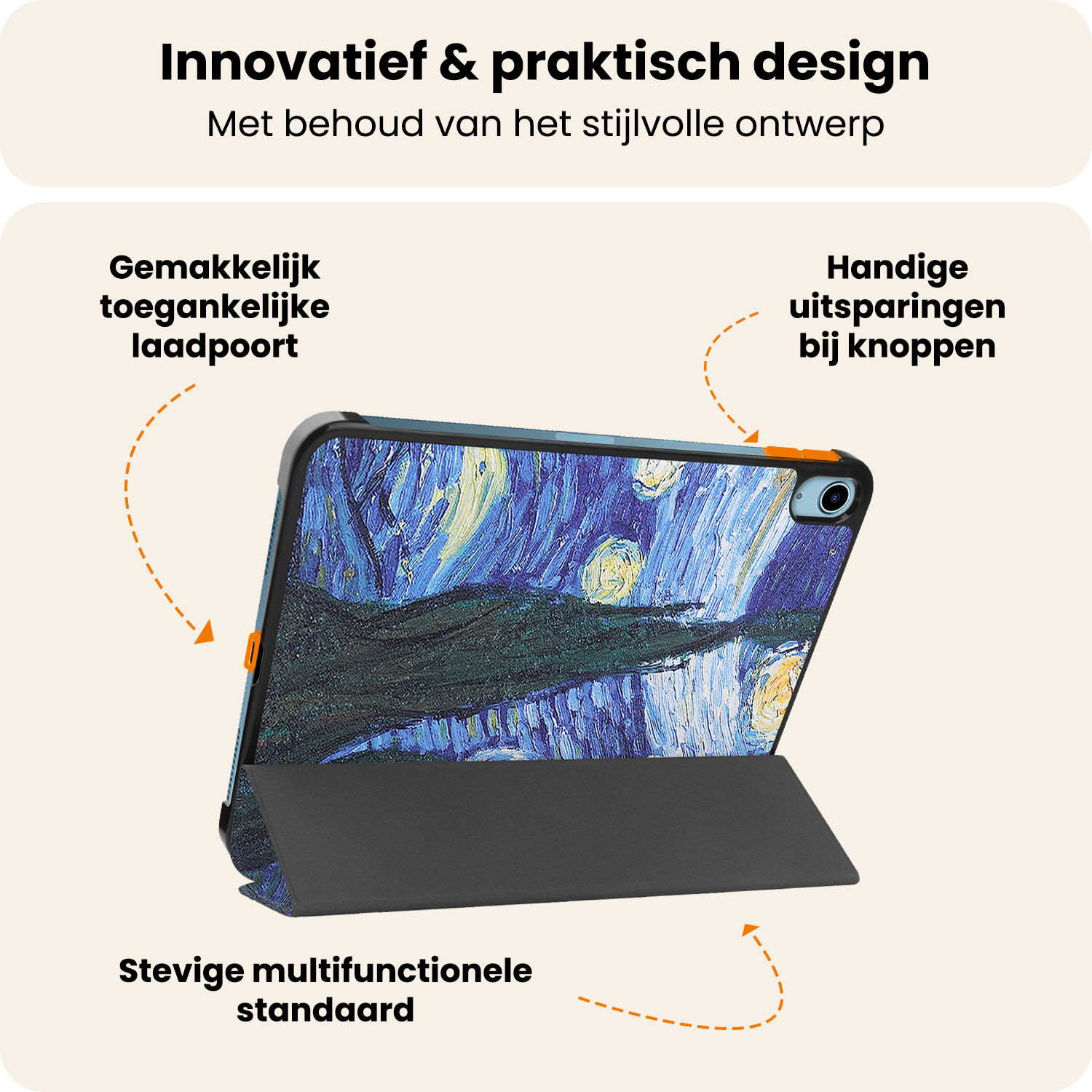 Nomfy Nomfy iPad 11 2025 Hoesje Met Screenprotector - Sterrenhemel