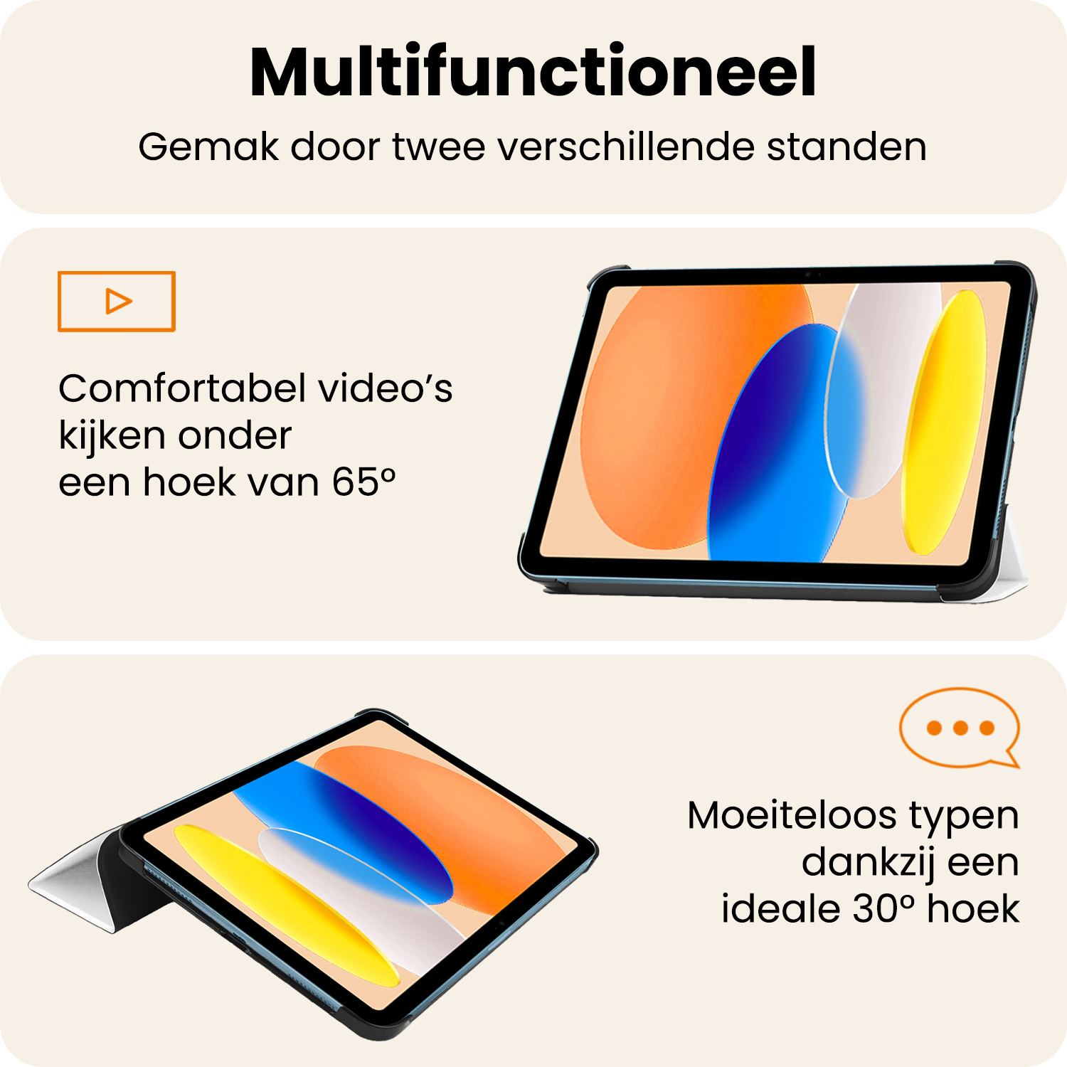 Nomfy Nomfy iPad 11 2025 Hoesje Met Screenprotector - Wit