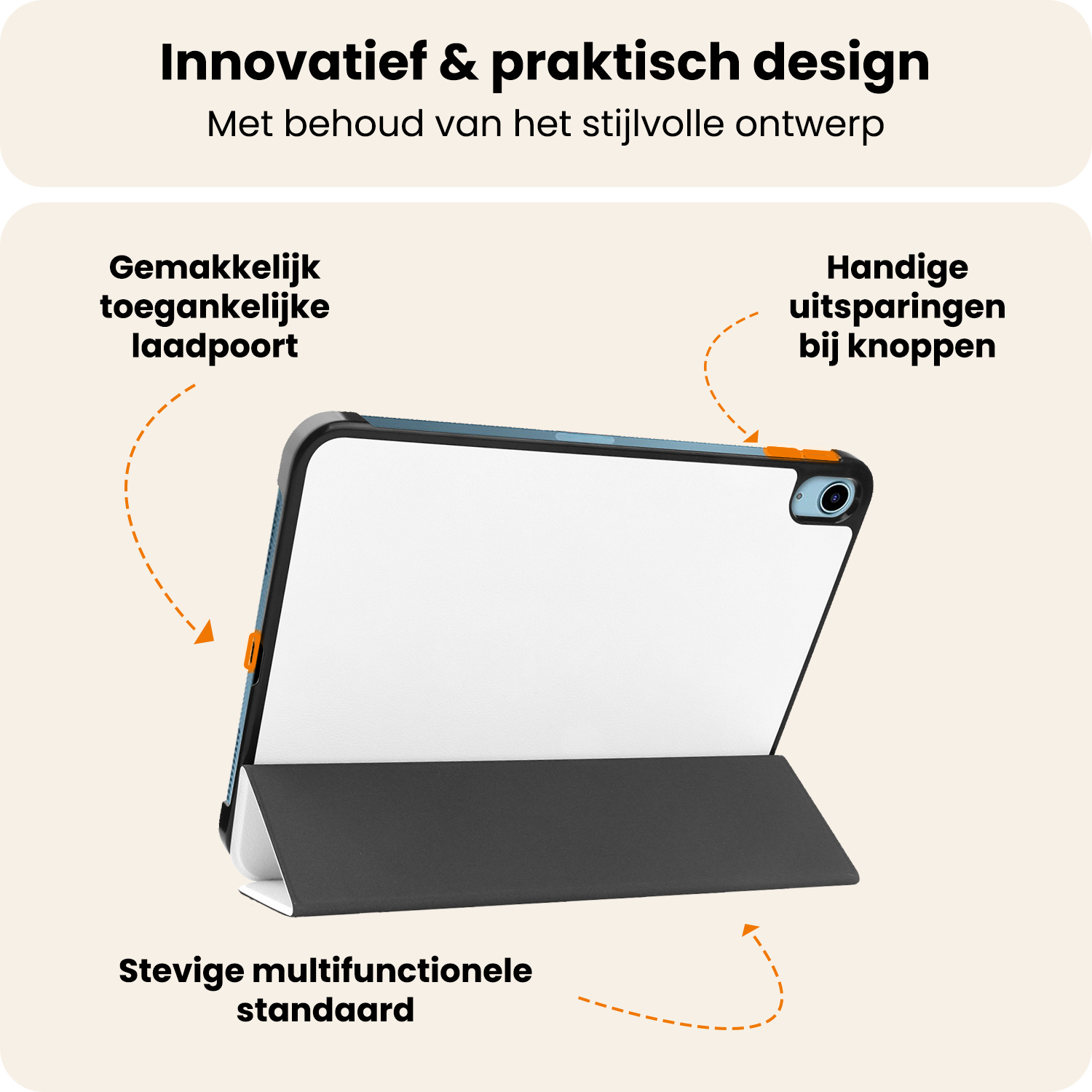 Nomfy Nomfy iPad 11 2025 Hoesje Met Screenprotector - Wit