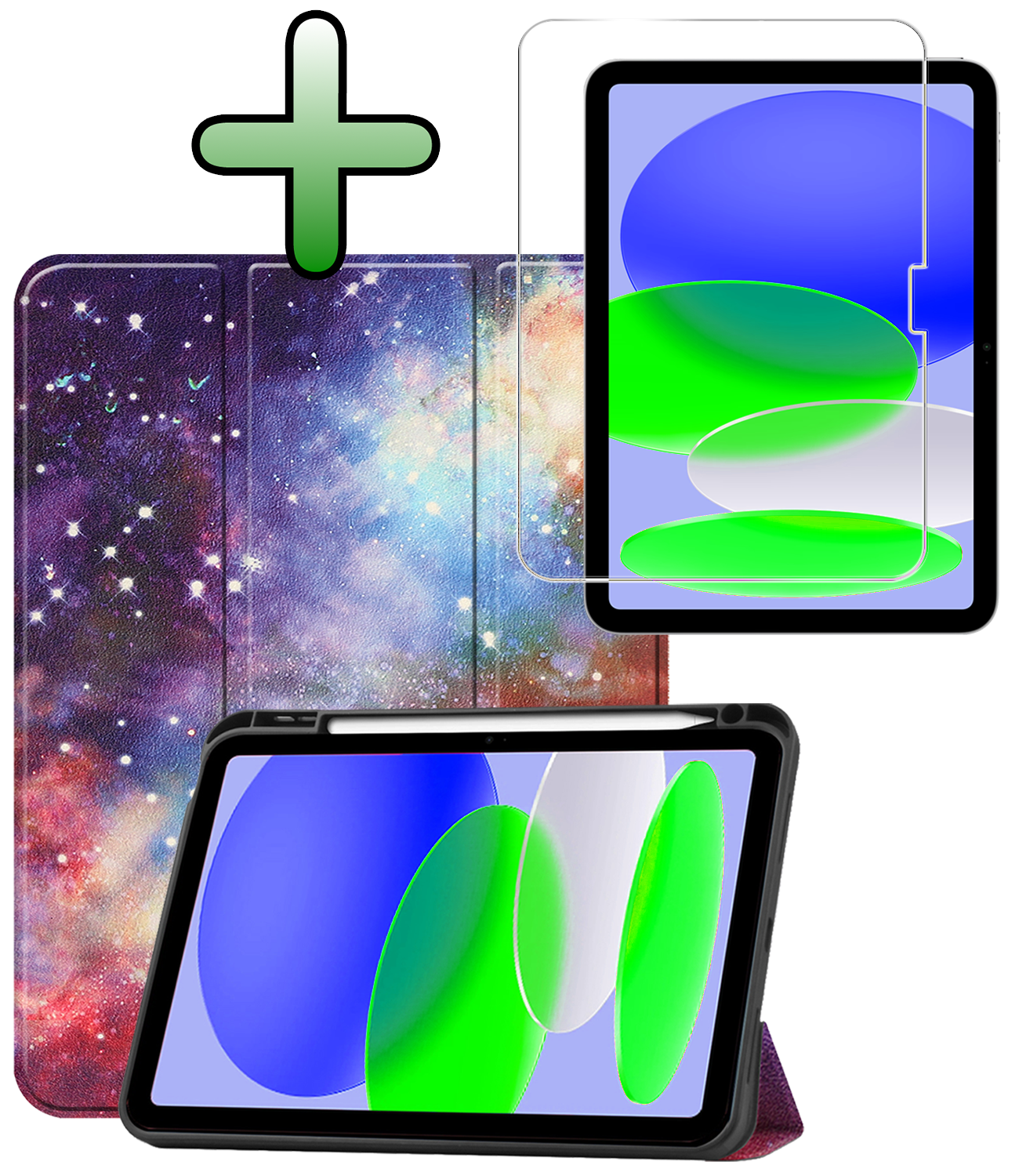BASEY. BASEY. iPad 11 2025 Hoesje Met Uitsparing Apple Pencil Met Screenprotector - Galaxy