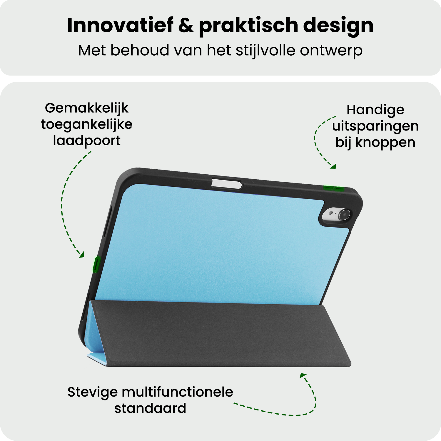 BASEY. BASEY. iPad 11 2025 Hoesje Met Uitsparing Apple Pencil Met Screenprotector - Lichtblauw