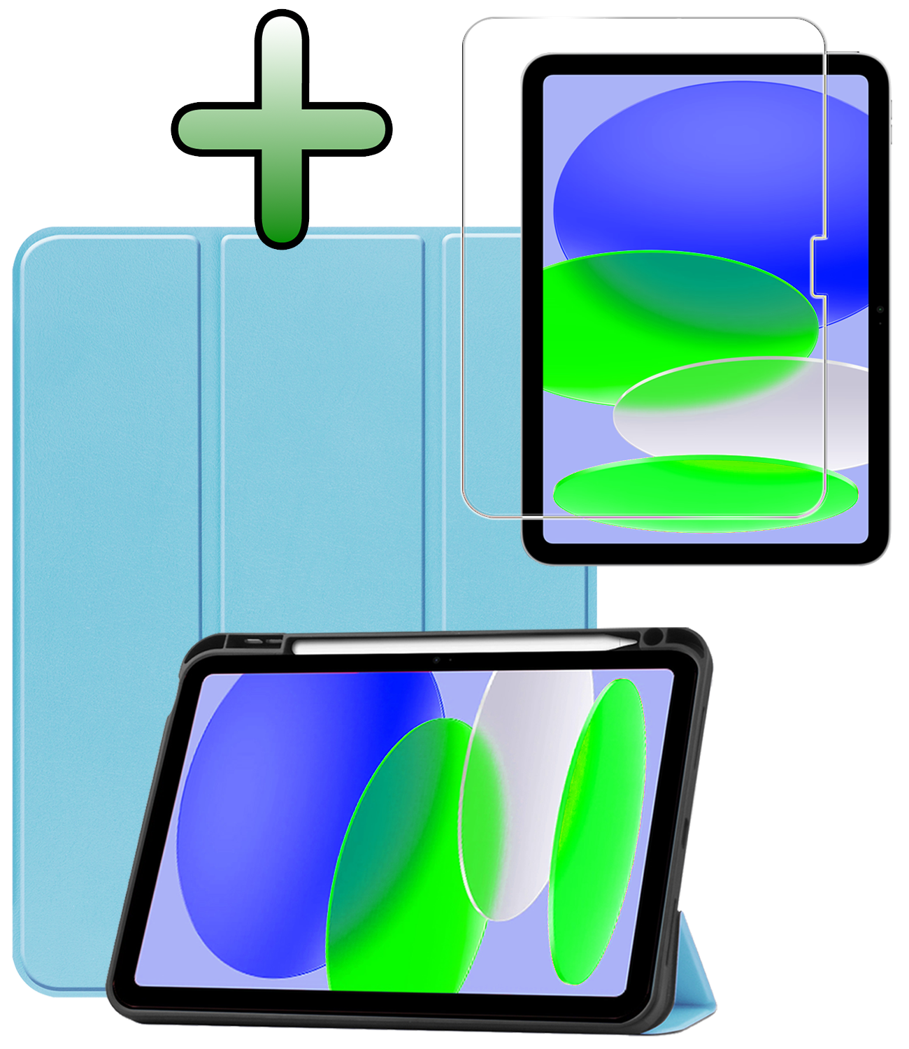 BASEY. BASEY. iPad 11 2025 Hoesje Met Uitsparing Apple Pencil Met Screenprotector - Lichtblauw