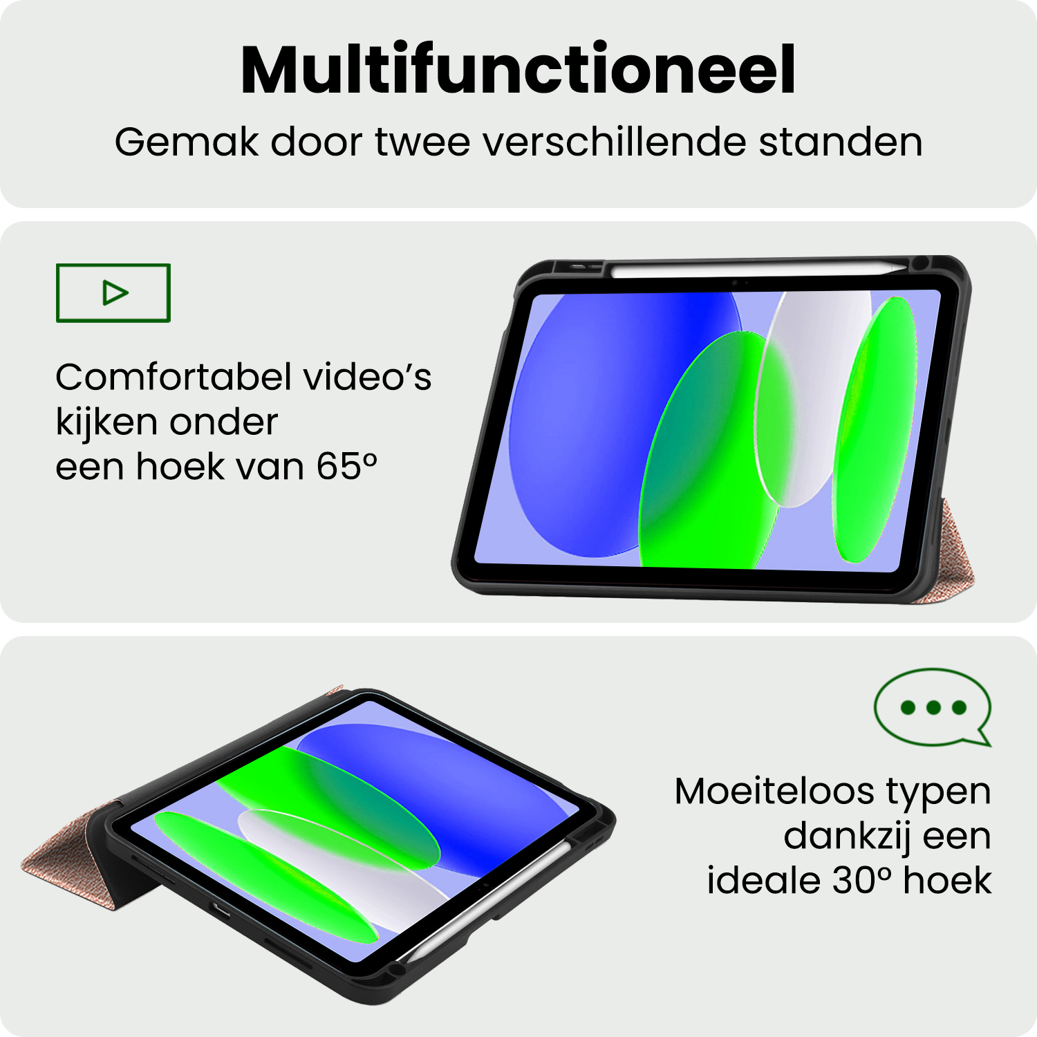 BASEY. BASEY. iPad 11 2025 Hoesje Met Uitsparing Apple Pencil Met Screenprotector - Rose Goud