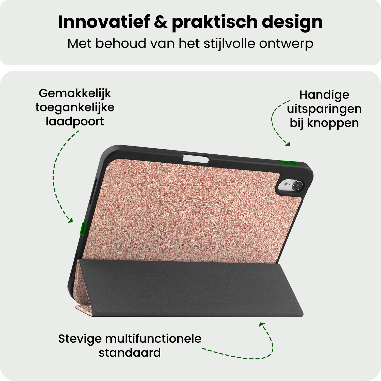 BASEY. BASEY. iPad 11 2025 Hoesje Met Uitsparing Apple Pencil Met Screenprotector - Rose Goud