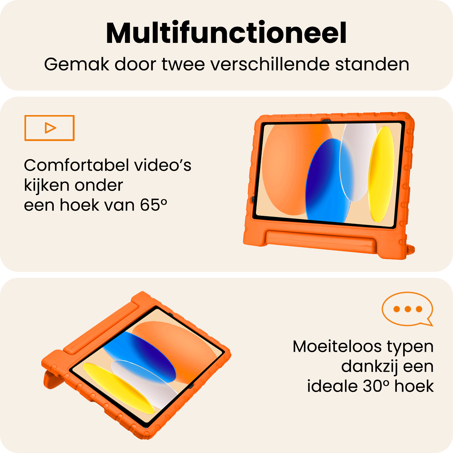Nomfy Nomfy iPad 11 2025 Kinderhoes Met Screenprotector - Oranje