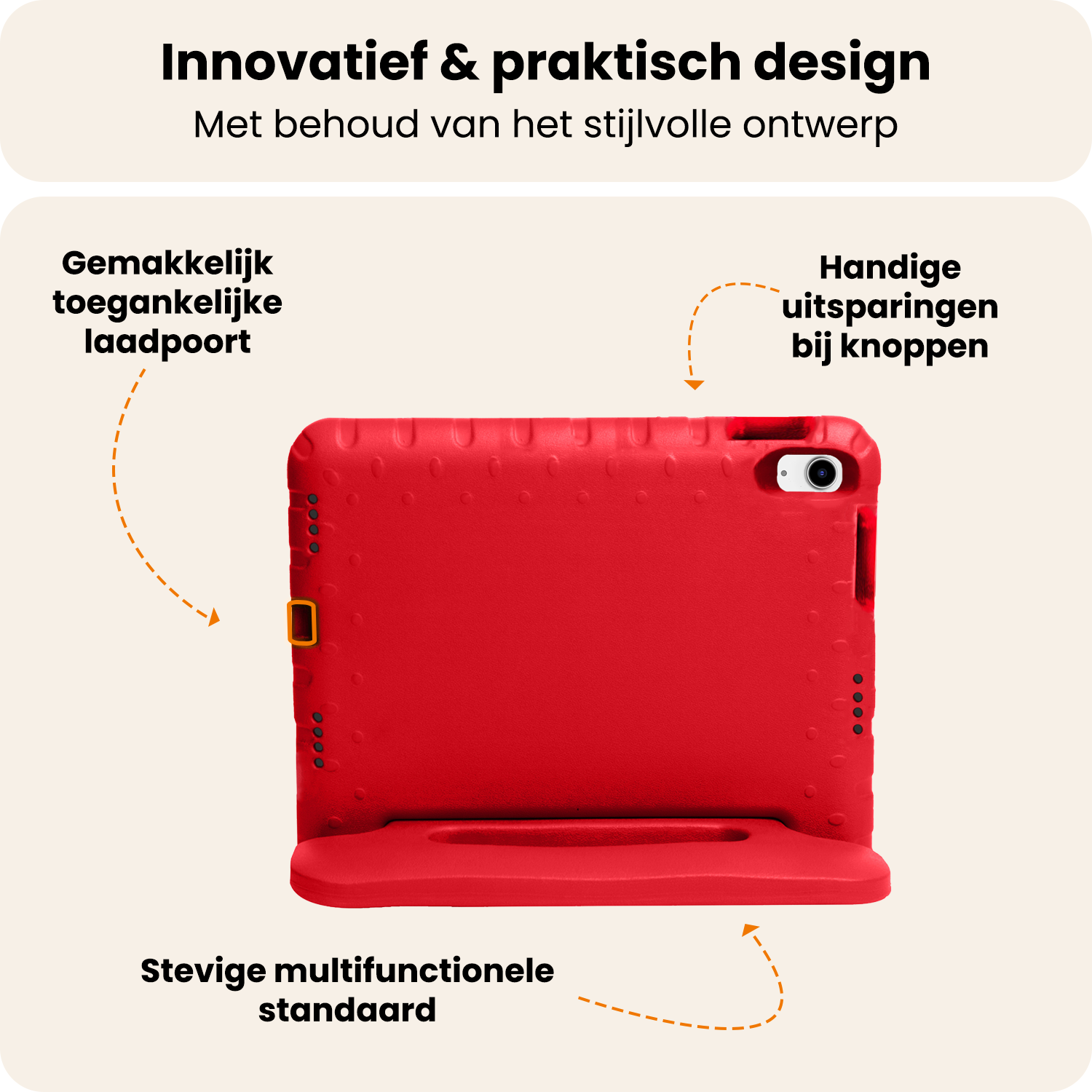 Nomfy Nomfy iPad 11 2025 Kinderhoes Met Screenprotector - Rood