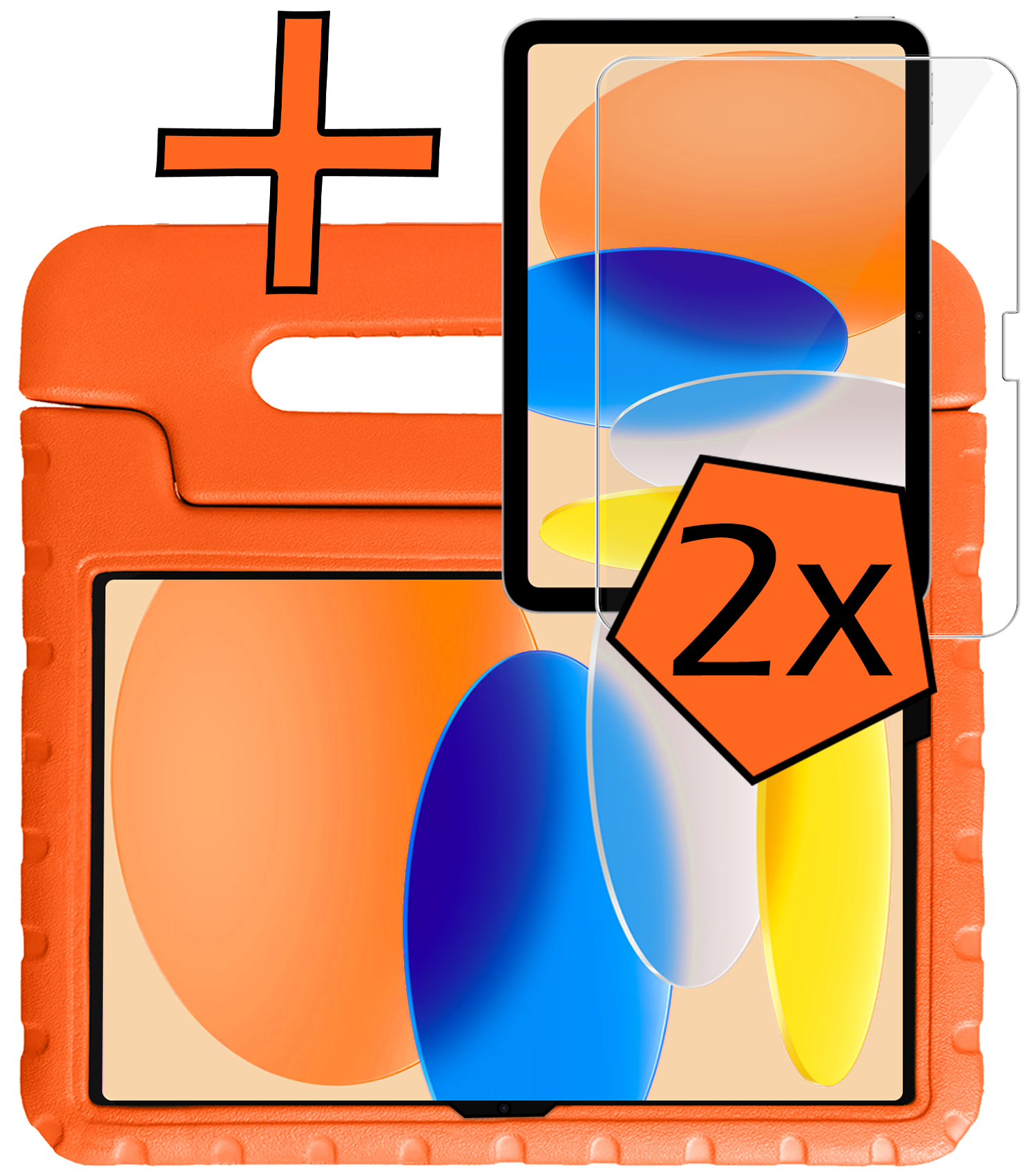 Nomfy Nomfy iPad 11 2025 Kinderhoes Met 2x Screenprotector - Oranje