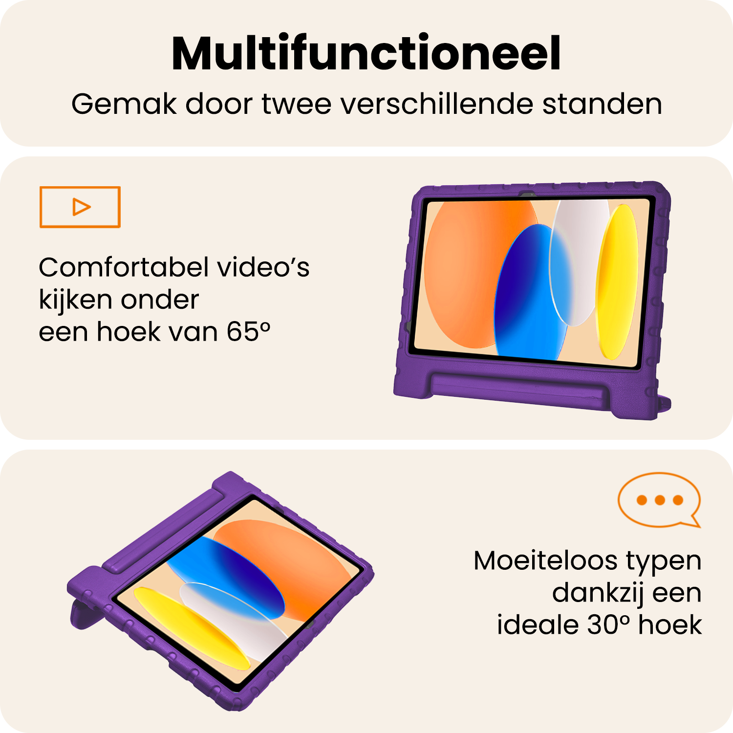 Nomfy Nomfy iPad 11 2025 Kinderhoes Met 2x Screenprotector - Paars