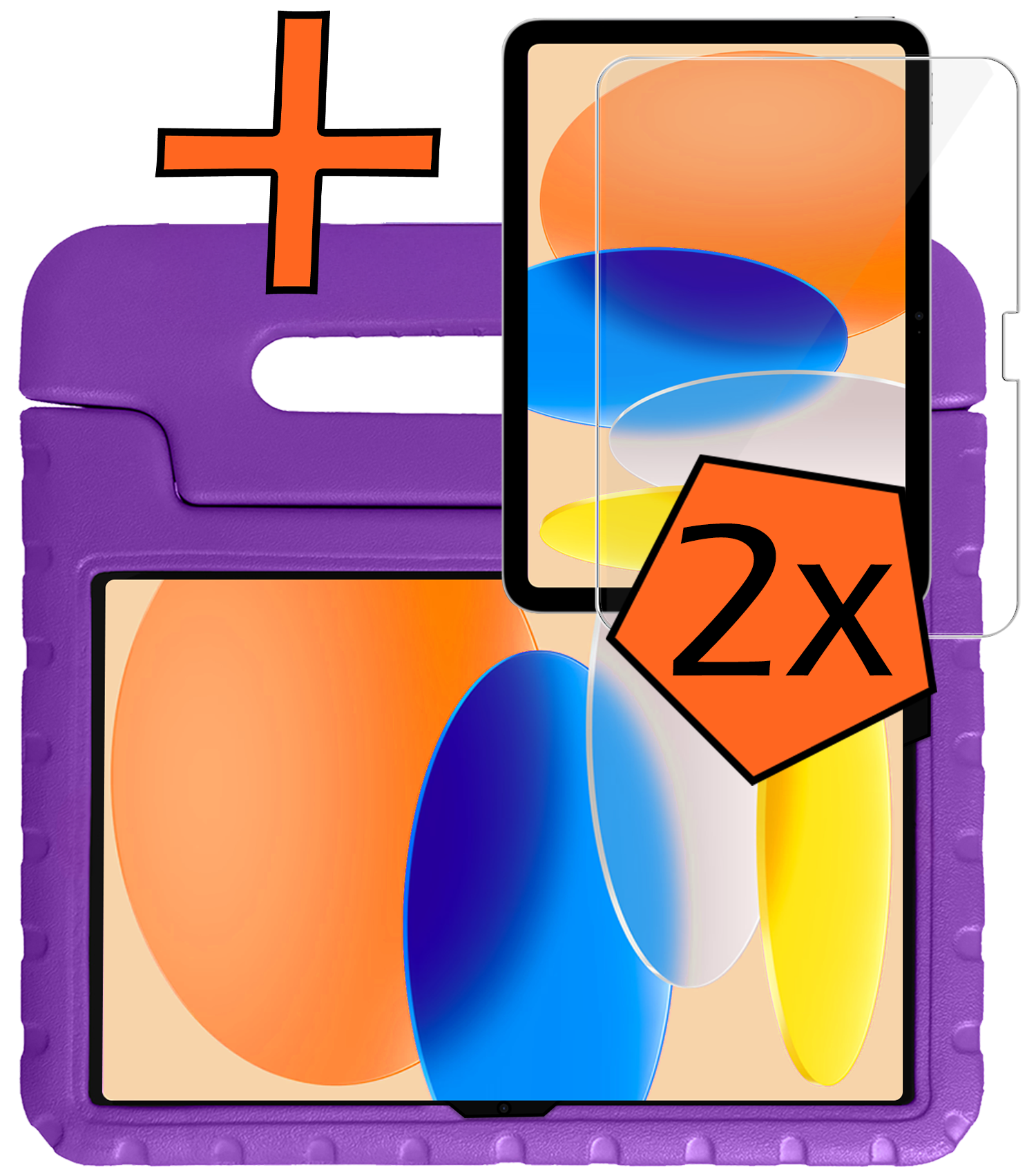 Nomfy Nomfy iPad 11 2025 Kinderhoes Met 2x Screenprotector - Paars