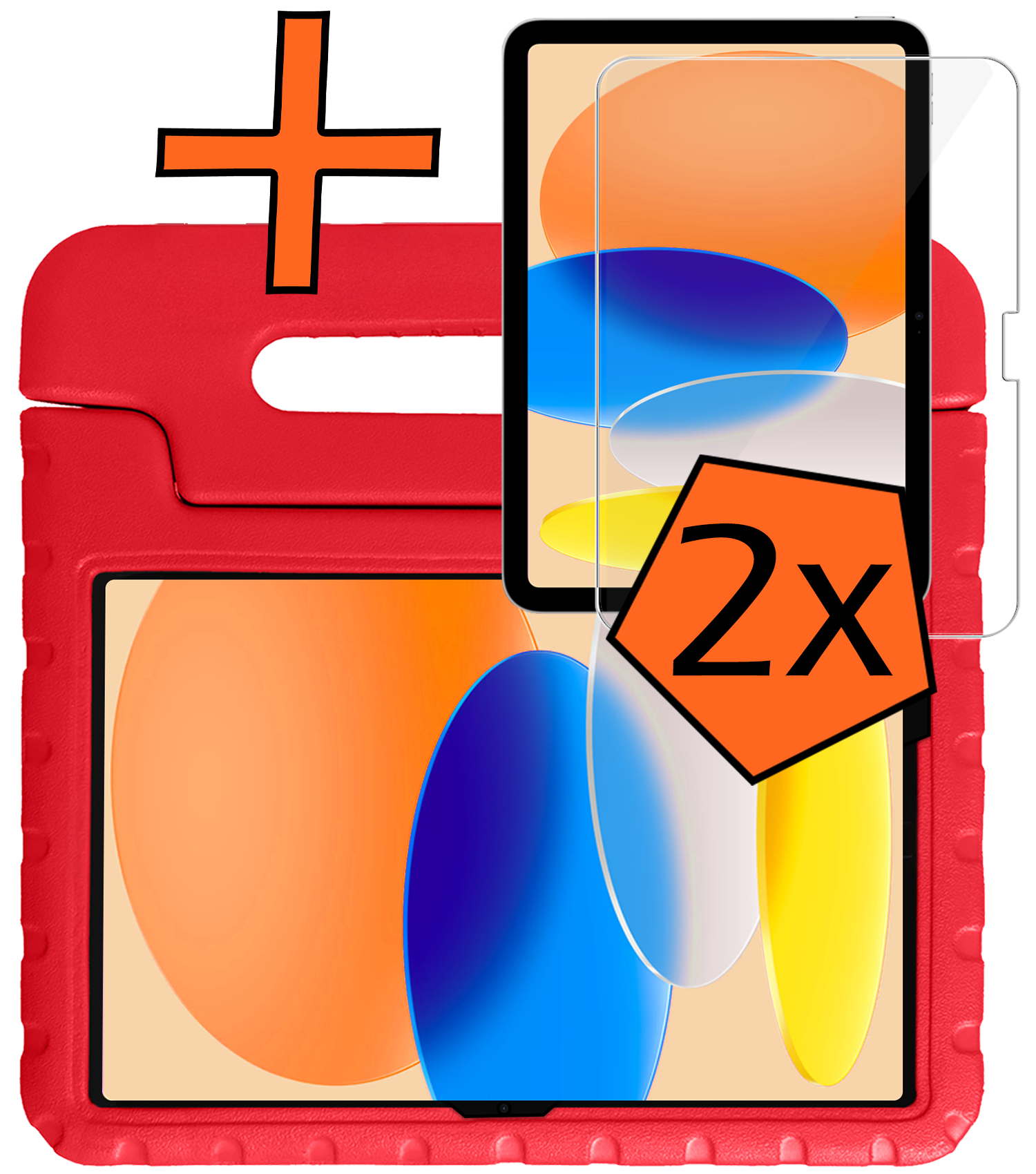 Nomfy Nomfy iPad 11 2025 Kinderhoes Met 2x Screenprotector - Rood