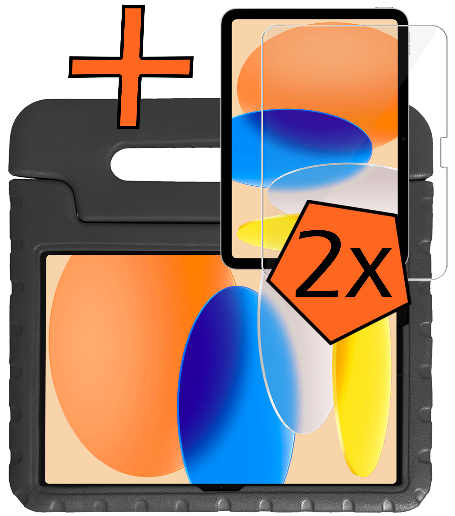 Nomfy Nomfy iPad 11 2025 Kinderhoes Met 2x Screenprotector - Zwart