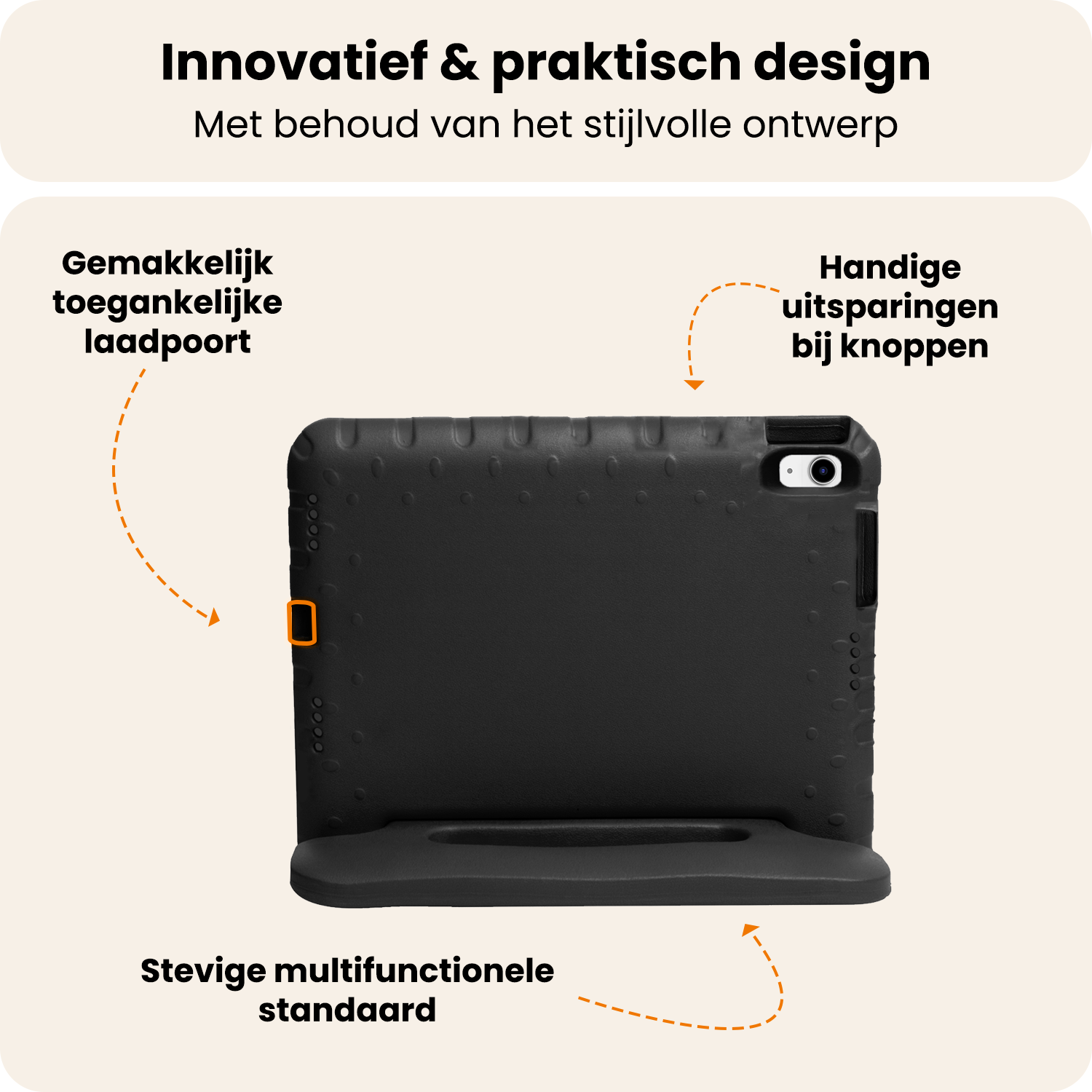 Nomfy Nomfy iPad 11 2025 Kinderhoes Met 2x Screenprotector - Zwart