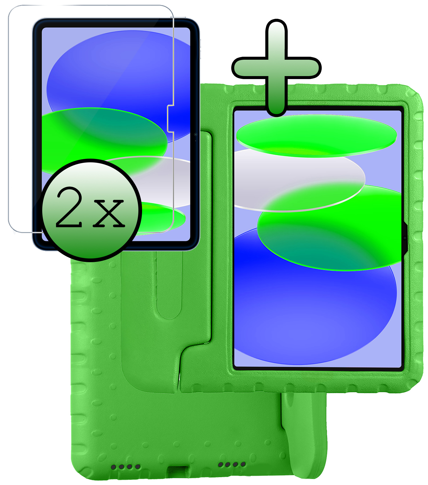 BASEY. BASEY. iPad 11 2025 Kinderhoes Met 2x Screenprotector - Groen