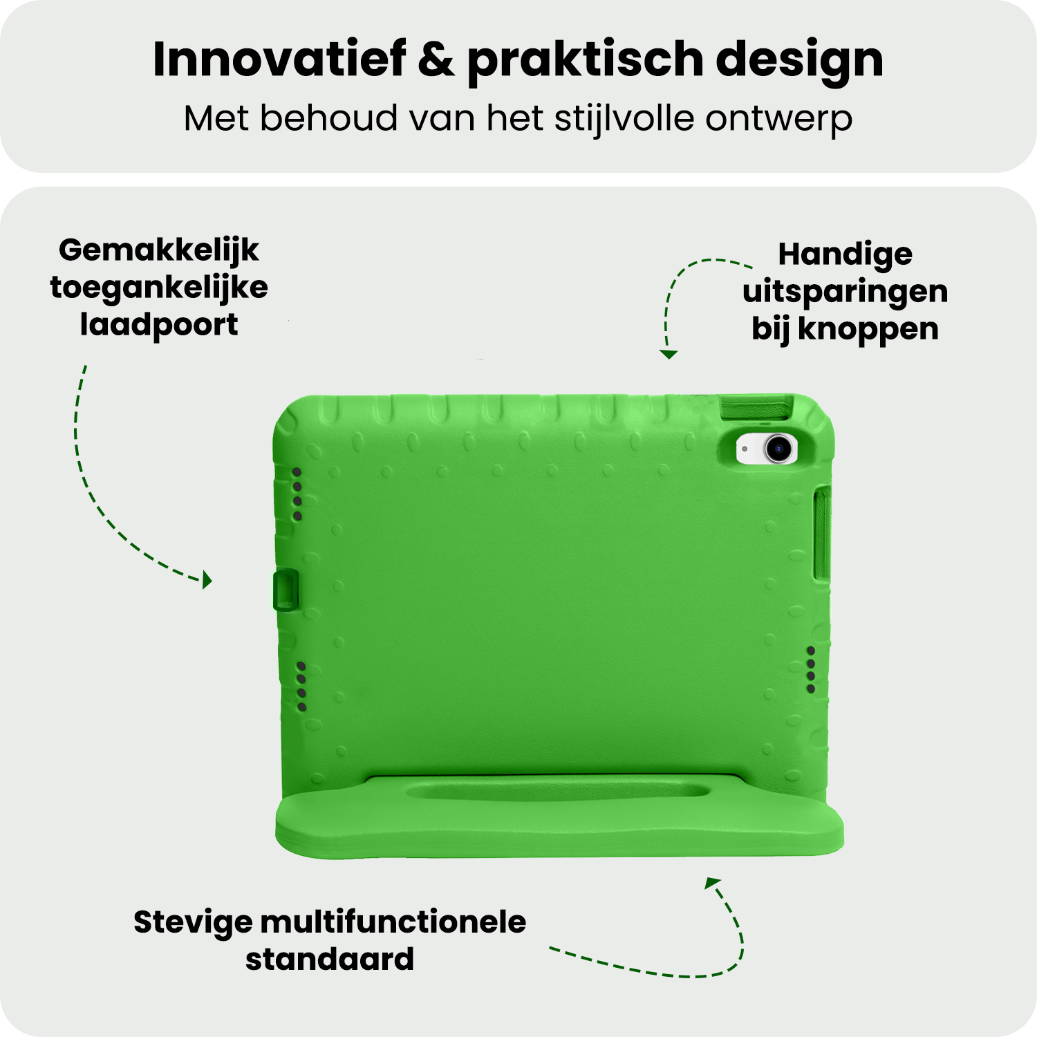 BASEY. BASEY. iPad 11 2025 Kinderhoes Met 2x Screenprotector - Groen