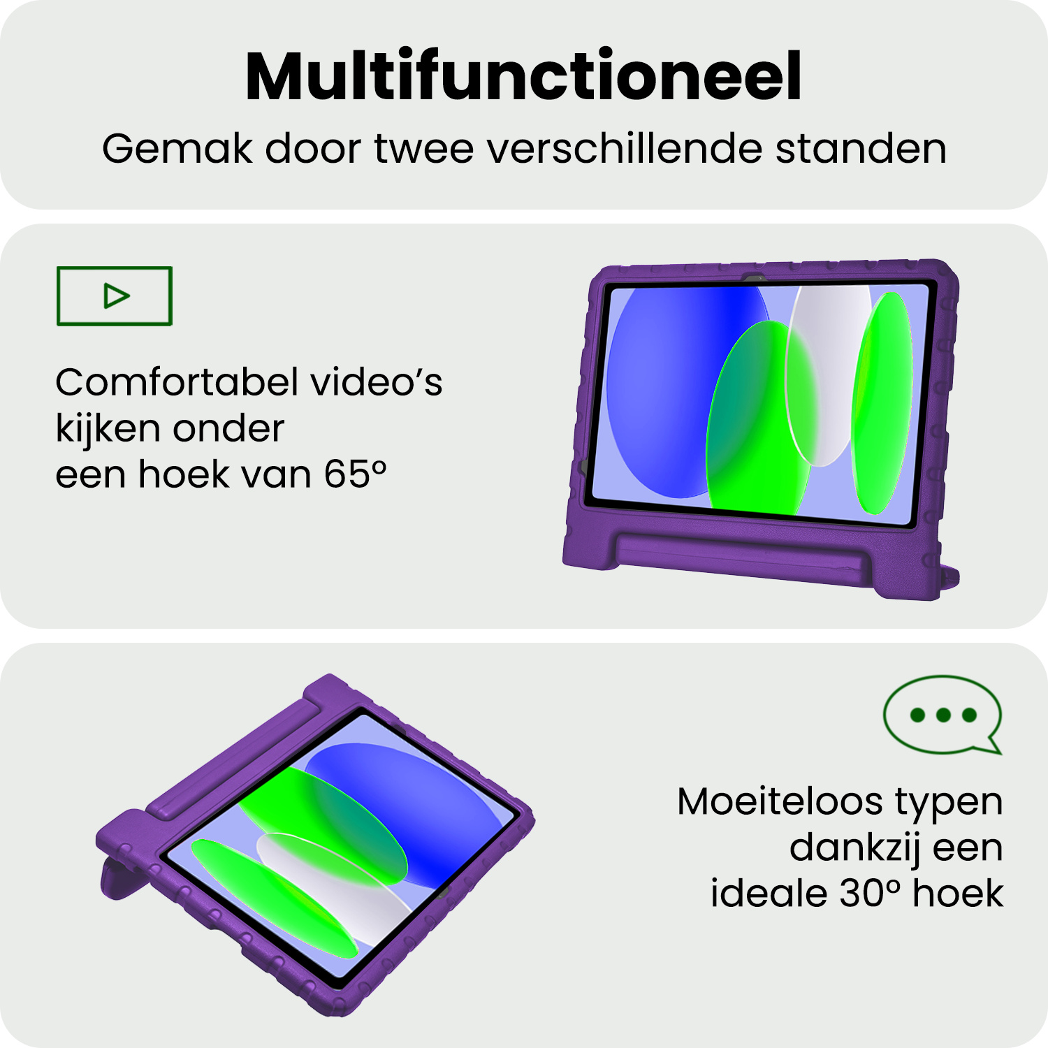 BASEY. BASEY. iPad 11 2025 Kinderhoes Met 2x Screenprotector - Paars