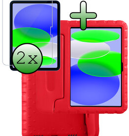 BASEY. BASEY. iPad 11 2025 Kinderhoes Met 2x Screenprotector - Rood