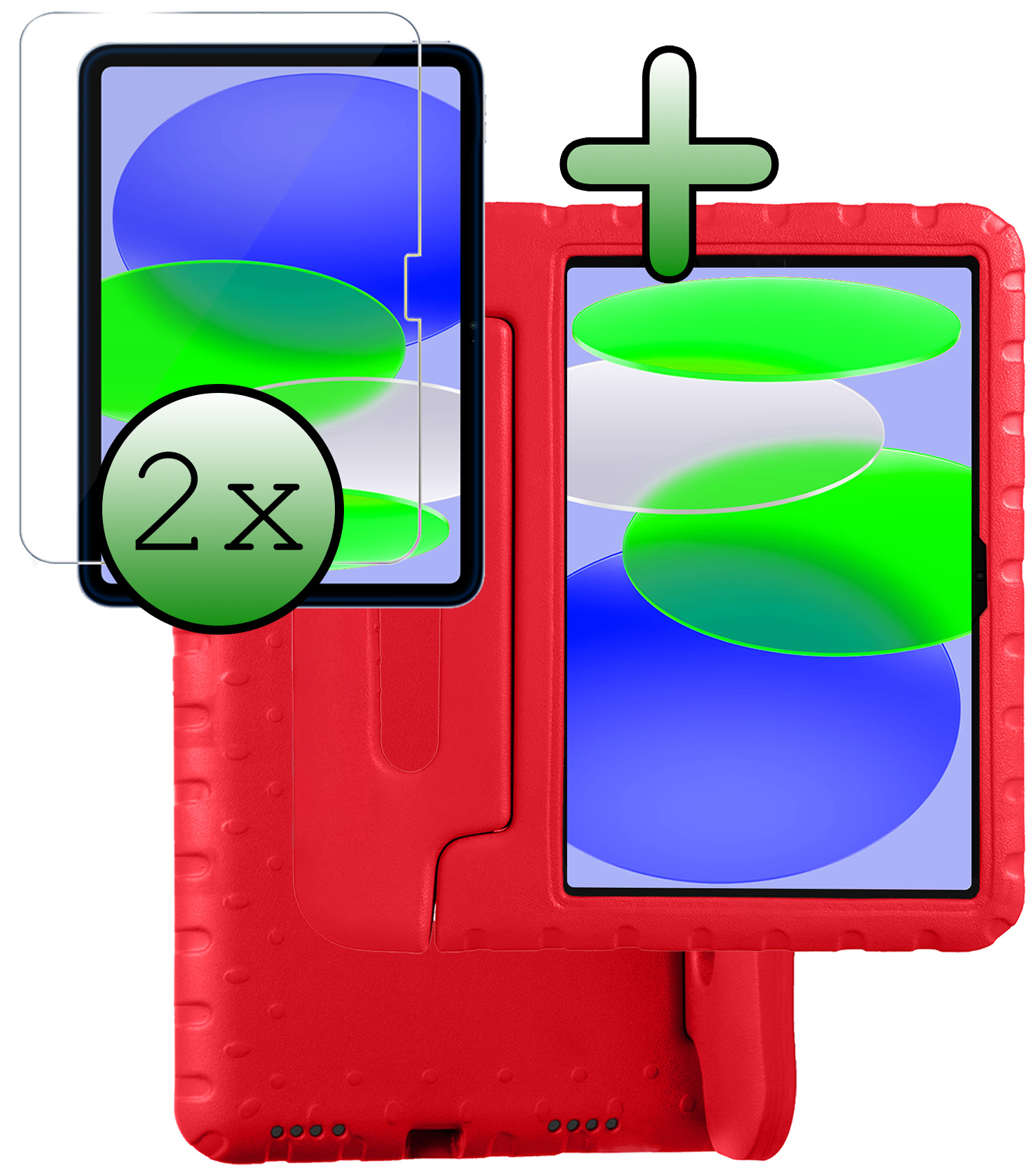 BASEY. BASEY. iPad 11 2025 Kinderhoes Met 2x Screenprotector - Rood