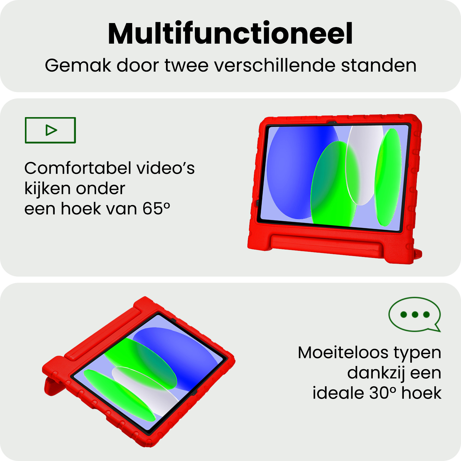 BASEY. BASEY. iPad 11 2025 Kinderhoes Met 2x Screenprotector - Rood