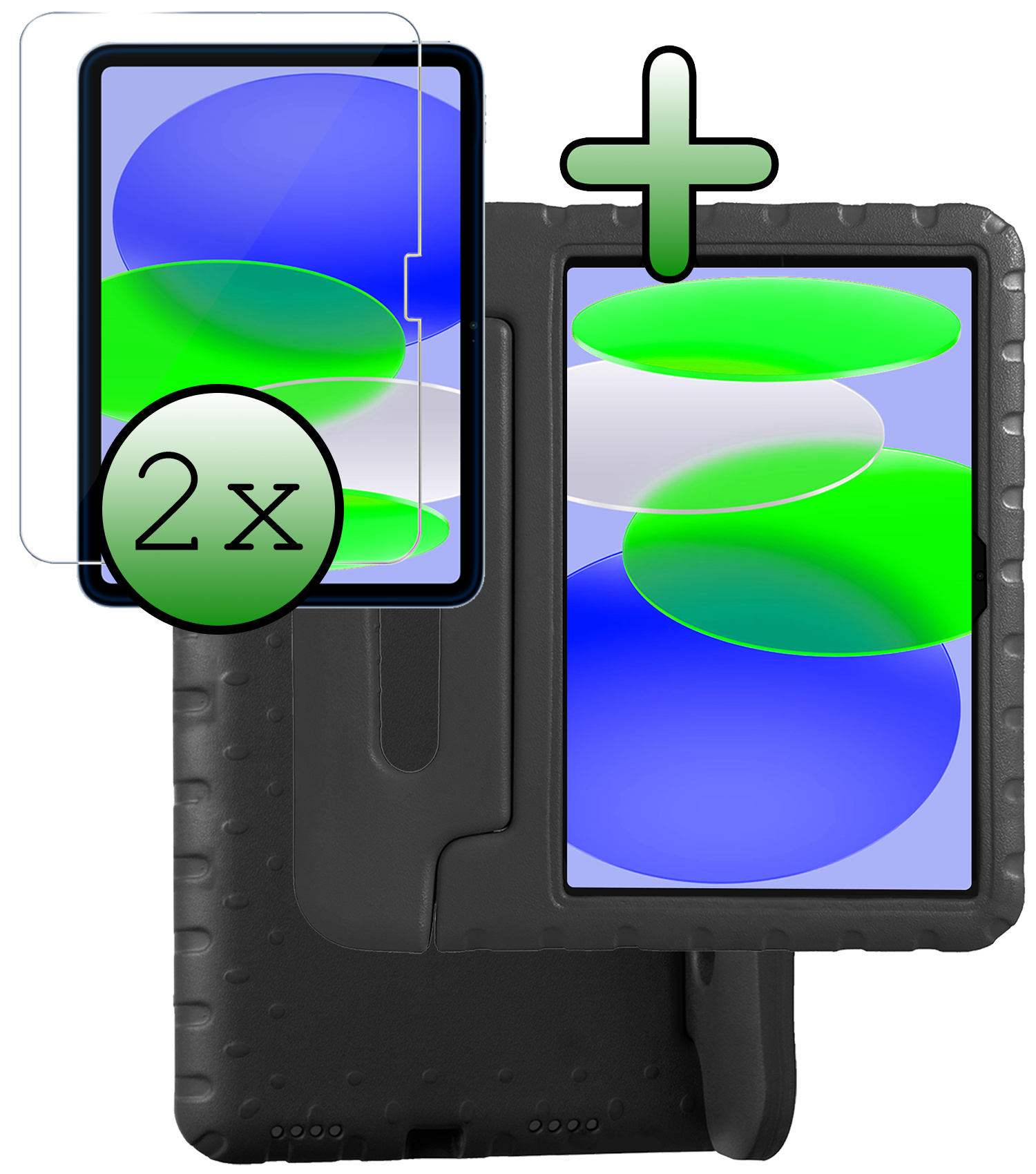 BASEY. BASEY. iPad 11 2025 Kinderhoes Met 2x Screenprotector - Zwart