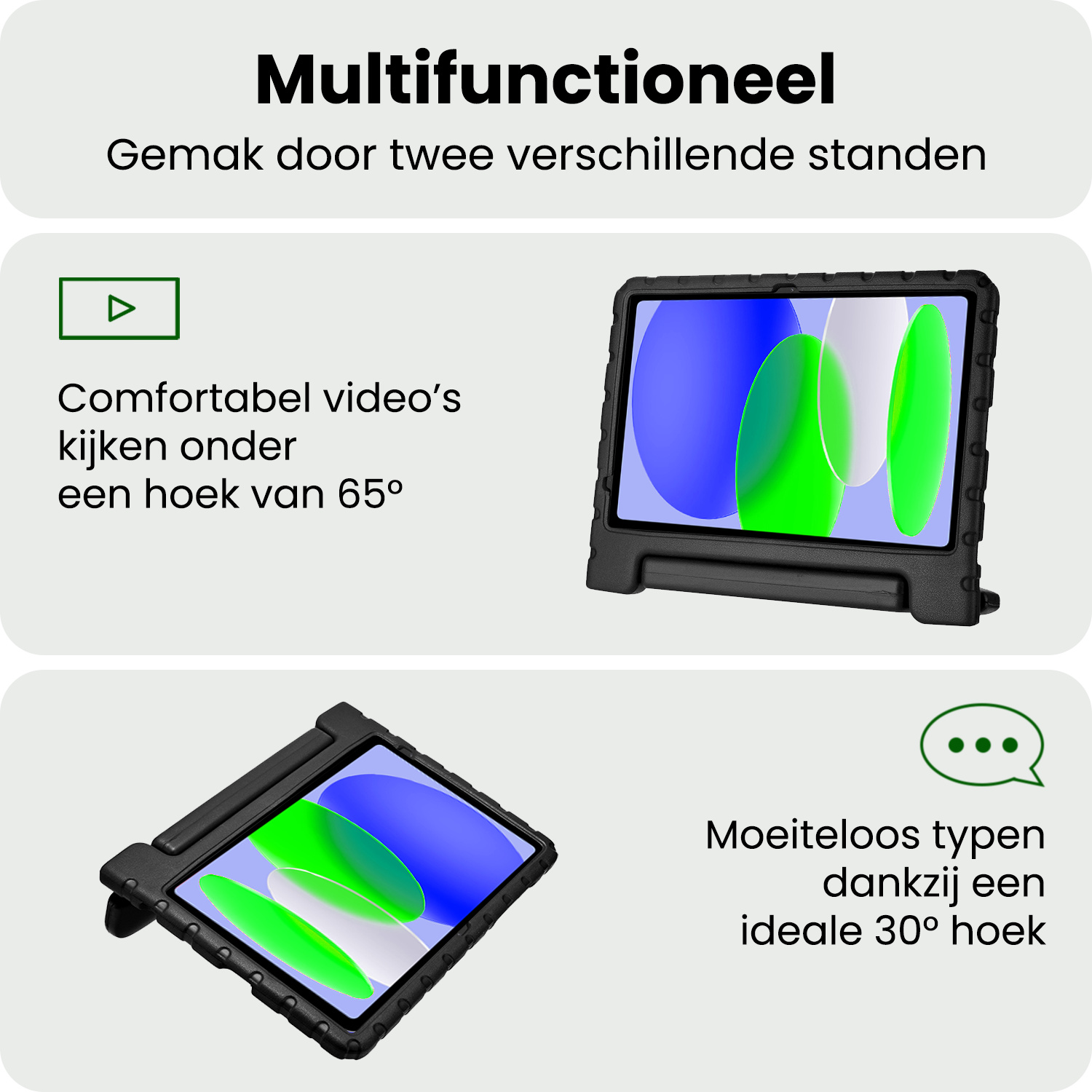 BASEY. BASEY. iPad 11 2025 Kinderhoes Met 2x Screenprotector - Zwart