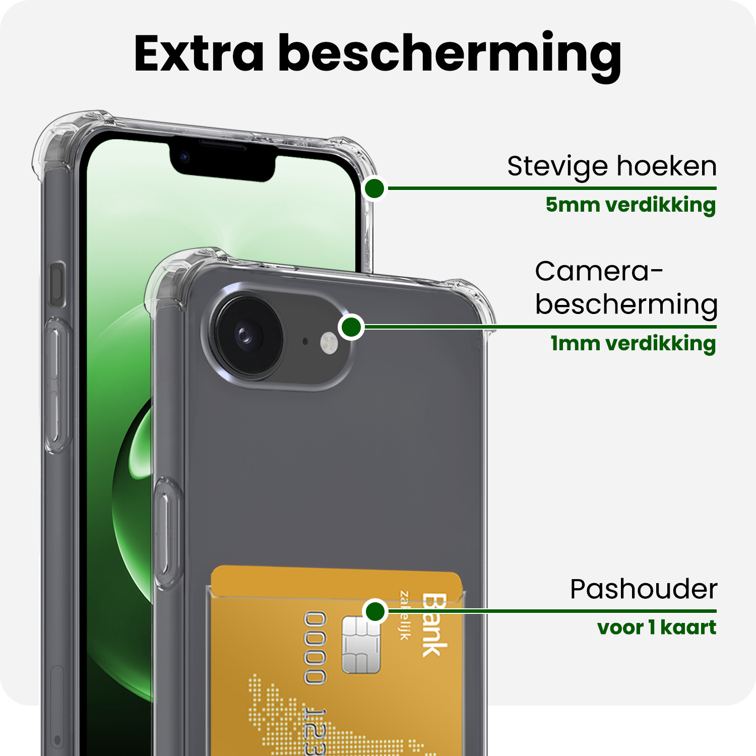 BASEY. BASEY. iPhone 16E Hoesje Pashouder Met Screenprotector