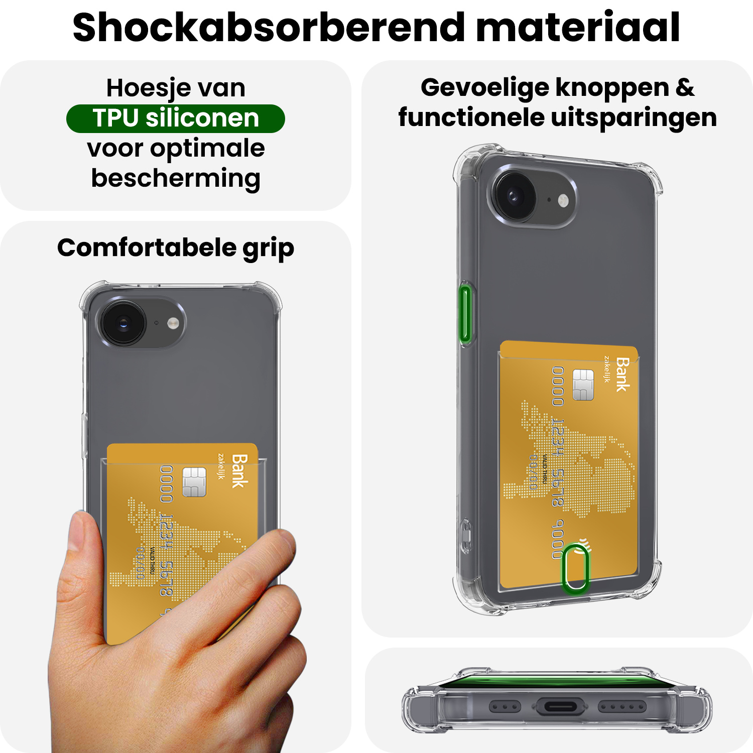 BASEY. BASEY. iPhone 16E Hoesje Pashouder Met Screenprotector