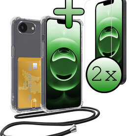 BASEY. BASEY. iPhone 16E Hoesje Pashouder met Koord Met 2x Screenprotector