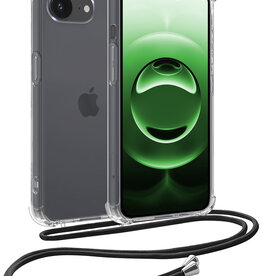 BASEY. BASEY. iPhone 16E Hoesje Transparant Shockproof Met Zwart Koord