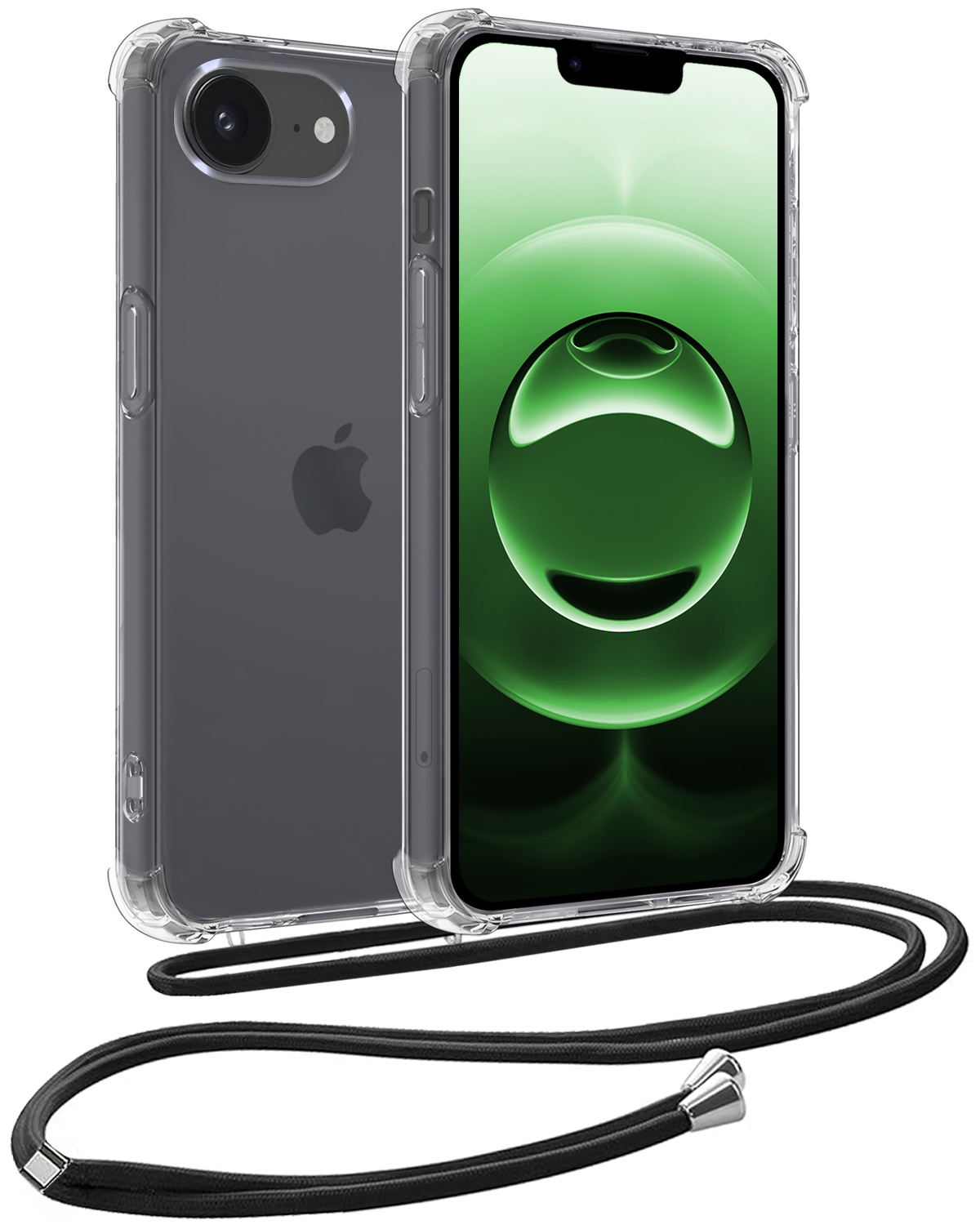 BASEY. BASEY. iPhone 16E Hoesje Transparant Shockproof Met Zwart Koord