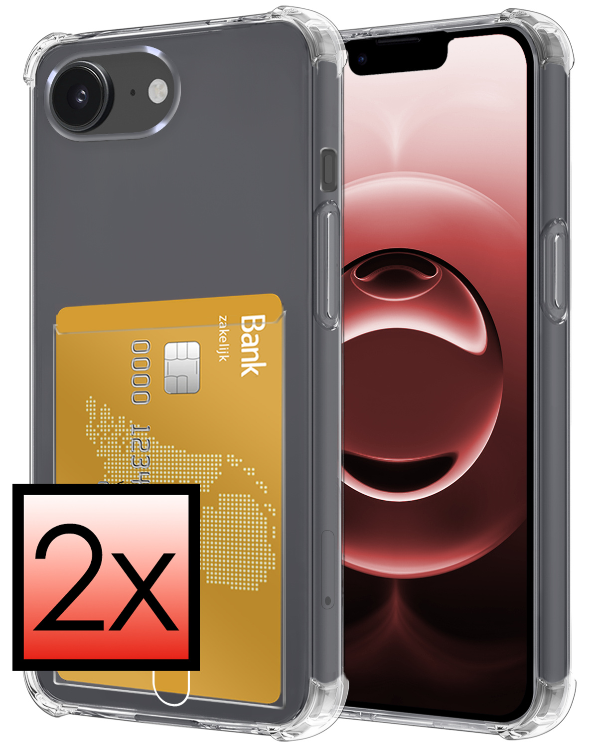 NoXx NoXx iPhone 16E Hoesje Pashouder - 2 PACK