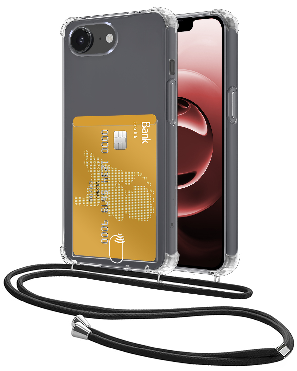 NoXx NoXx iPhone 16E Hoesje Pashouder met Koord