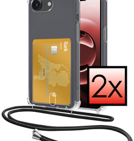 NoXx NoXx iPhone 16E Hoesje Pashouder met Koord - 2 PACK