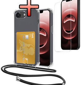 NoXx NoXx iPhone 16E Hoesje Pashouder met Koord Met Screenprotector