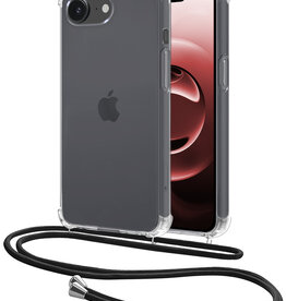 NoXx NoXx iPhone 16E Hoesje Transparant Shockproof Met Zwart Koord