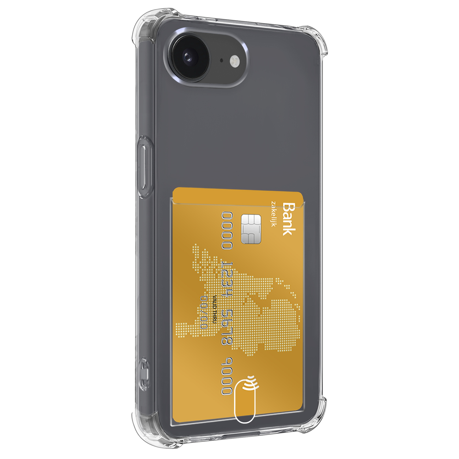 Nomfy Nomfy iPhone 16E Hoesje Pashouder Met 2x Screenprotector
