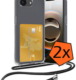 Nomfy Nomfy iPhone 16E Hoesje Pashouder met Koord - 2 PACK