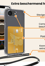 Nomfy Nomfy iPhone 16E Hoesje Pashouder met Koord Met Screenprotector